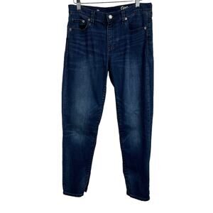 Gap Girlfriend Fit Jeans Size 28‎ Indigo Wash Cotton Blend Mid Rise Denim